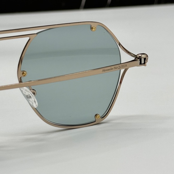 NEW  ALEXANDER MCQUEEN WOMEN SILVER BLUE SUNGLASSES - Picture 10 of 13